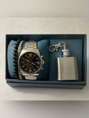 Folio Three-Hand Silver-Tone Watch Gift Set 45mm FMDFL6075